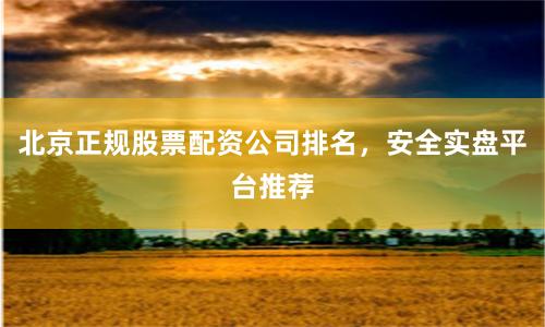 北京正规股票配资公司排名,安全实盘平台推荐